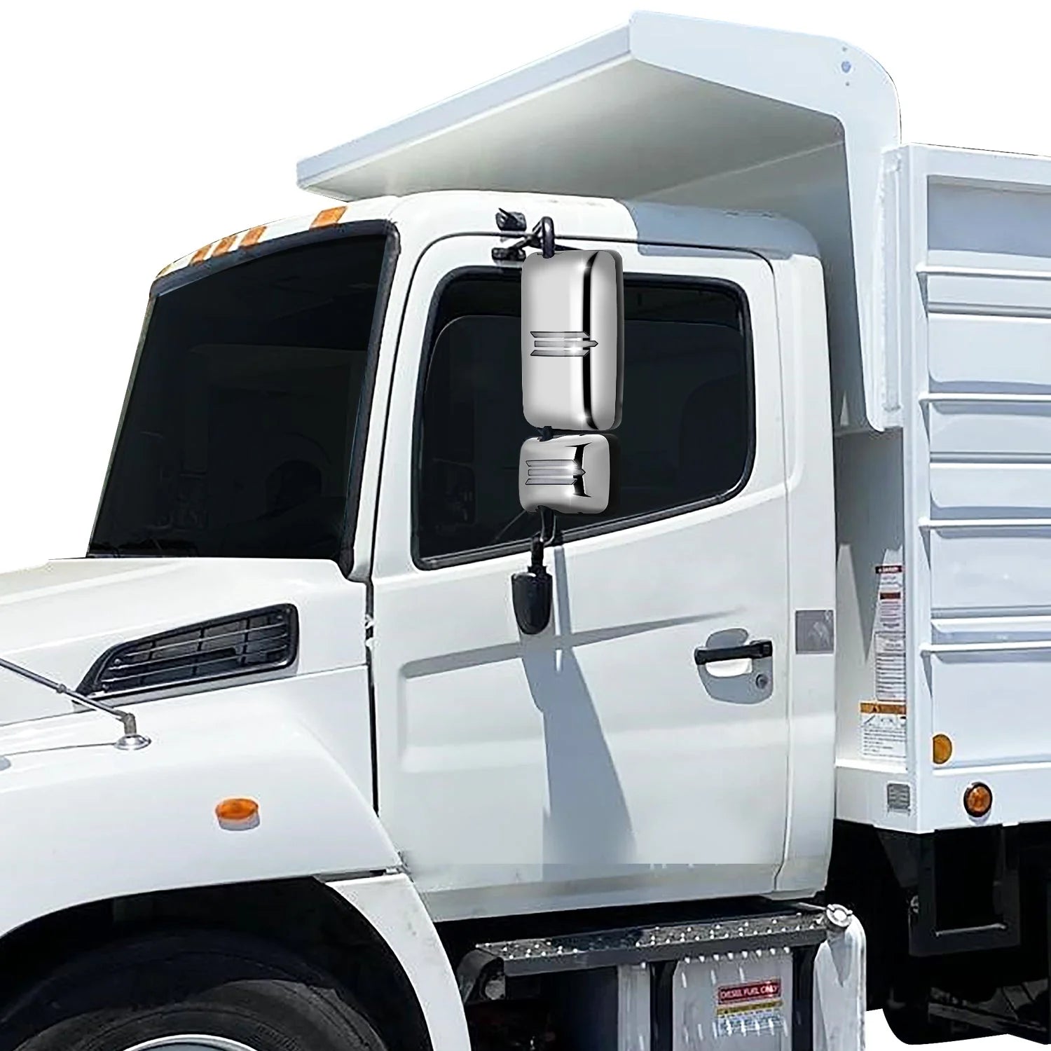 Upper Lower Side Hood Mirrors (Black) 05-21 Hino 145, 238, 268, 338, 358, L6, XL7