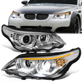 LED DRL Halo Switchback Projector Headlights 08-10 BMW 528i 535i 550i M5