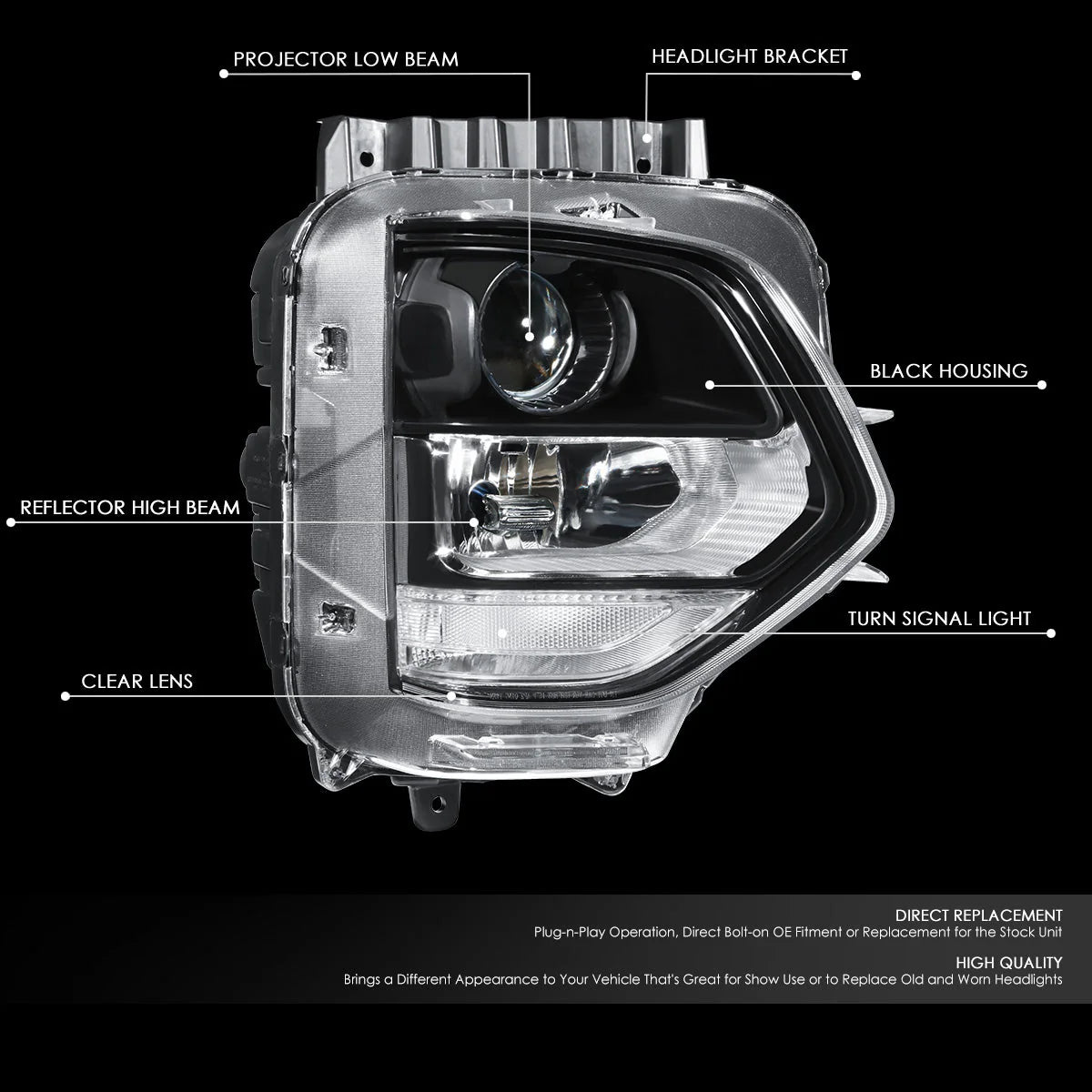 Factory Style Projector Headlight (Right) 19-20 Hyundai Santa Fe