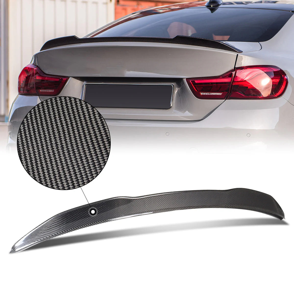 PSM-Style Carbon Fiber Rear Trunk Lid Spoiler 15-20 BMW M4 G82 Coupe