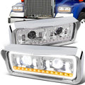 LED DRL Halo Projector Headlights 81-19 Kenworth W900 Western Star 4800