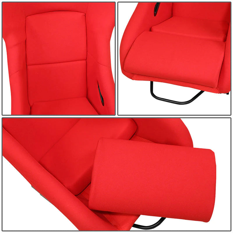 2Pcs Red Woven Fabric Position Racing Seats Universal