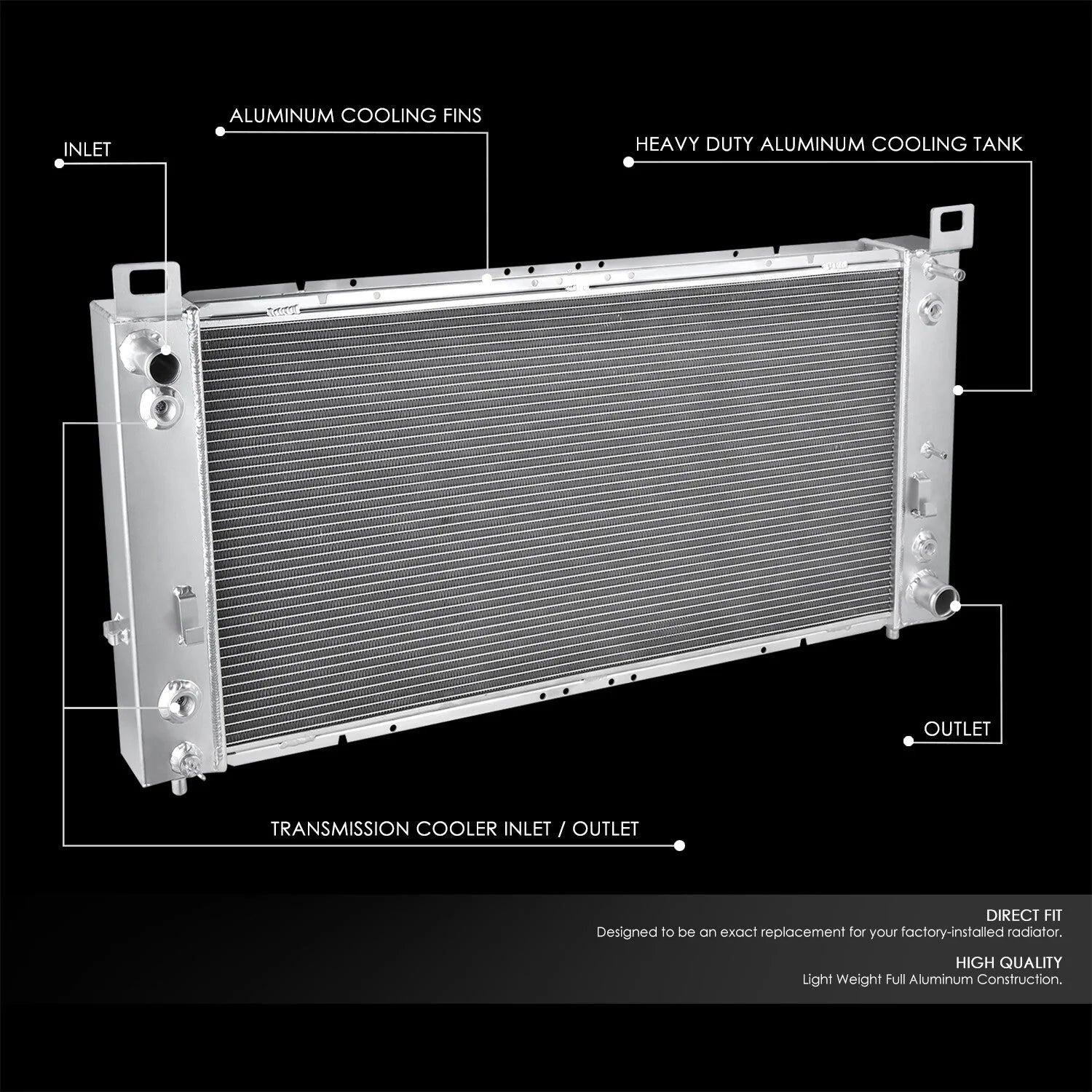Performance 2-Rows Core Full Aluminum Radiator 99-13 Chevy Silverado / GMC Sierra