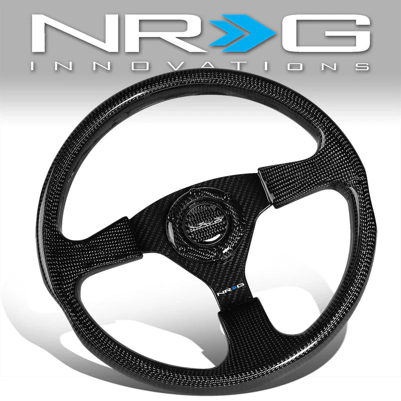 350mm Flat Dish Carbon Fiber Spoke Steering Wheel Universal