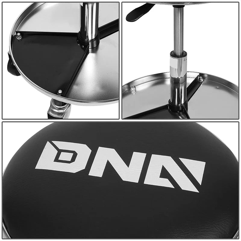 Adjustable Rolling Pneumatic Creeper Stool Seat w/Tool Tray