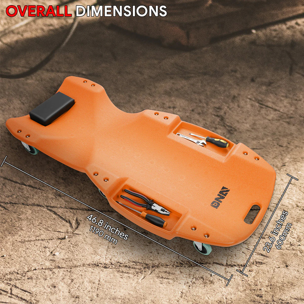 Heavy Duty Low Profile Roller Automotive Creeper - 46.8 in. L x 23.6 in. W [A Variety of Color Options]