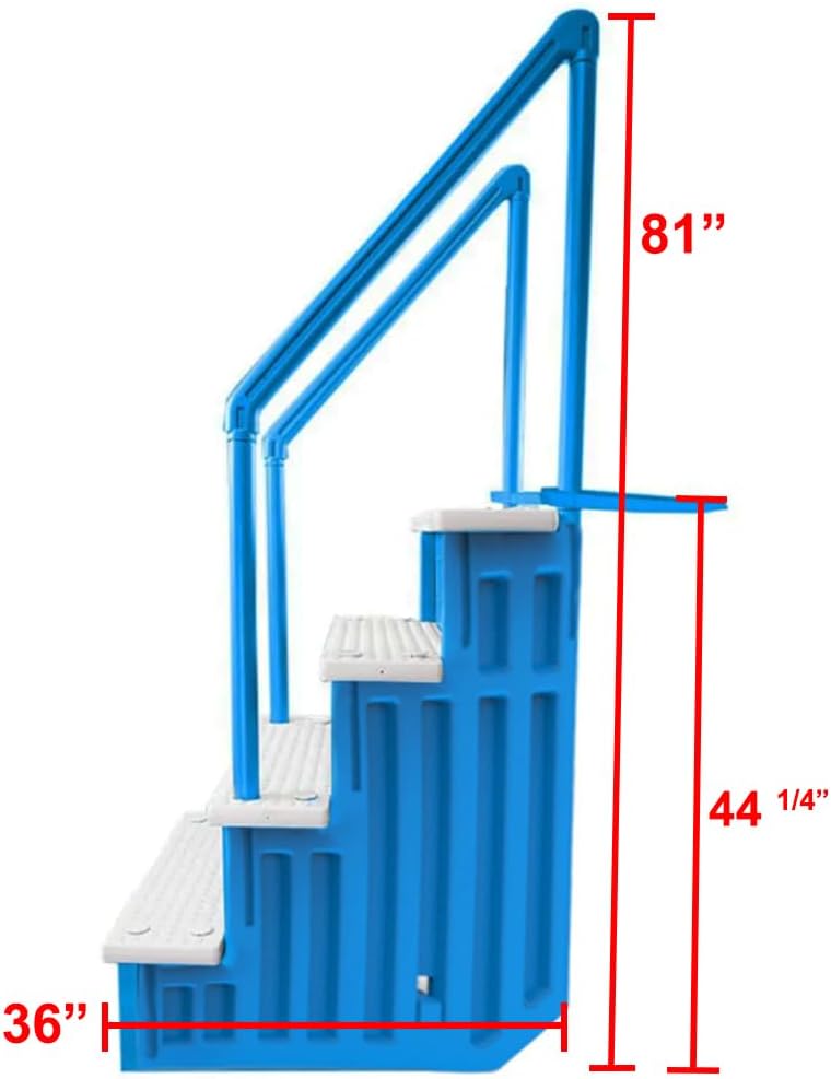 2026 Select Anti-Slip in-Pool Steps | Gray | for Above Ground Swimming Pools | Can Mount to Decks 48′′ to 54′′ H | Safety Stairs Capacity Up to 300 lbs