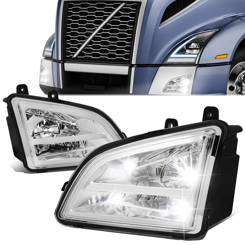LED Clear Lens Fog Lights 18-22 Volvo VNL