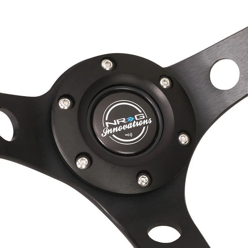 350mm Aluminum 3 in. Deep Dish Leather Grip Steering Wheel Fits w/ Hubs 6-Bolt X 70mm Bolt Pattern