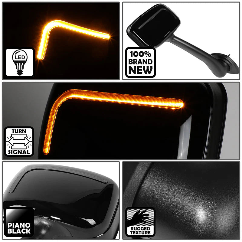 Performance Series Side Hood Mirrors (Black) 08-17 Freightliner Cascadia