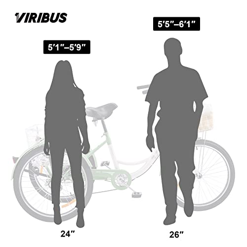 2026 Tricycle 7-Speed, 24′′ Wheels, High Carbon Steel Frame, Front & Rear Baskets, Adjustable Saddle