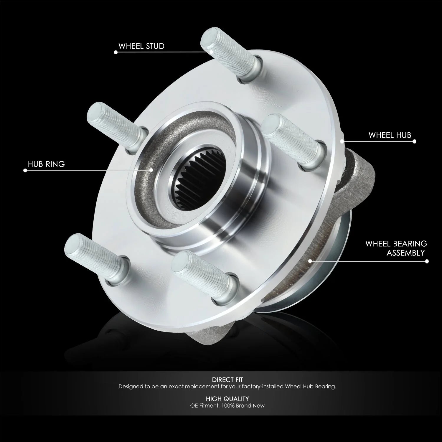 Front Left or Right Side Wheel Bearing & Hub Assembly 13-20 Nissan Nv200 Leaf, 15-18 Chevy City Express