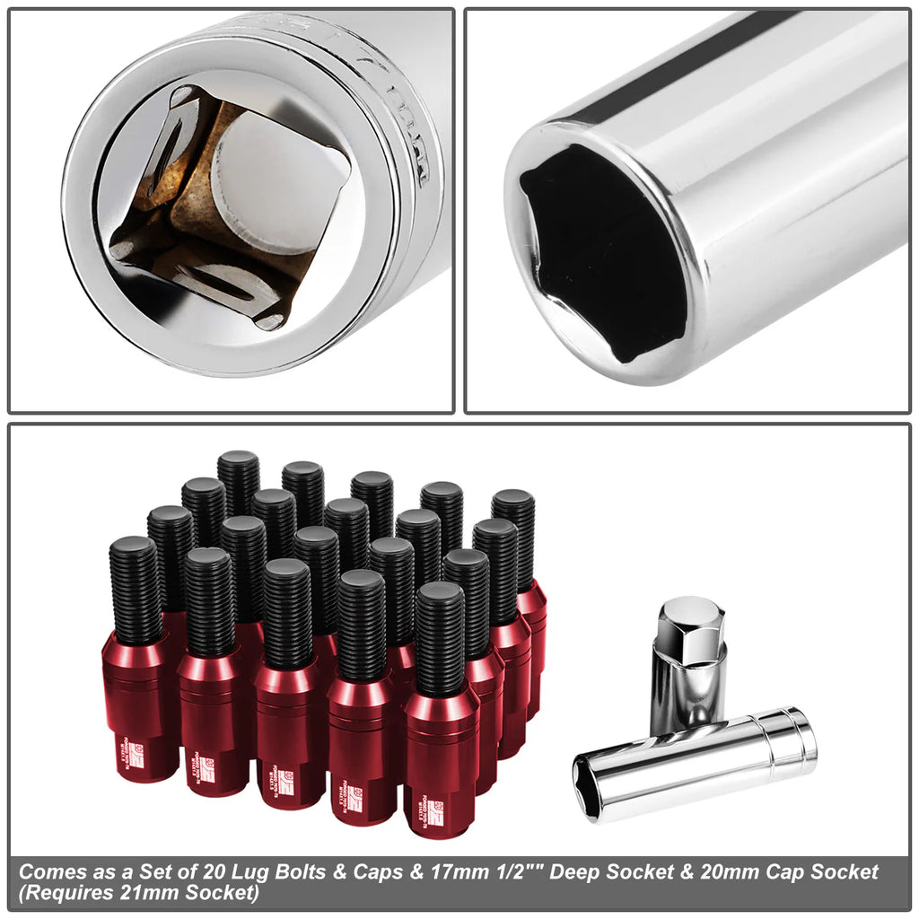 20 Pcs Aluminum M14x1.5 Thread Pitch Lug Nuts W/ 4 or 5 Lug M14x1.5 Thread