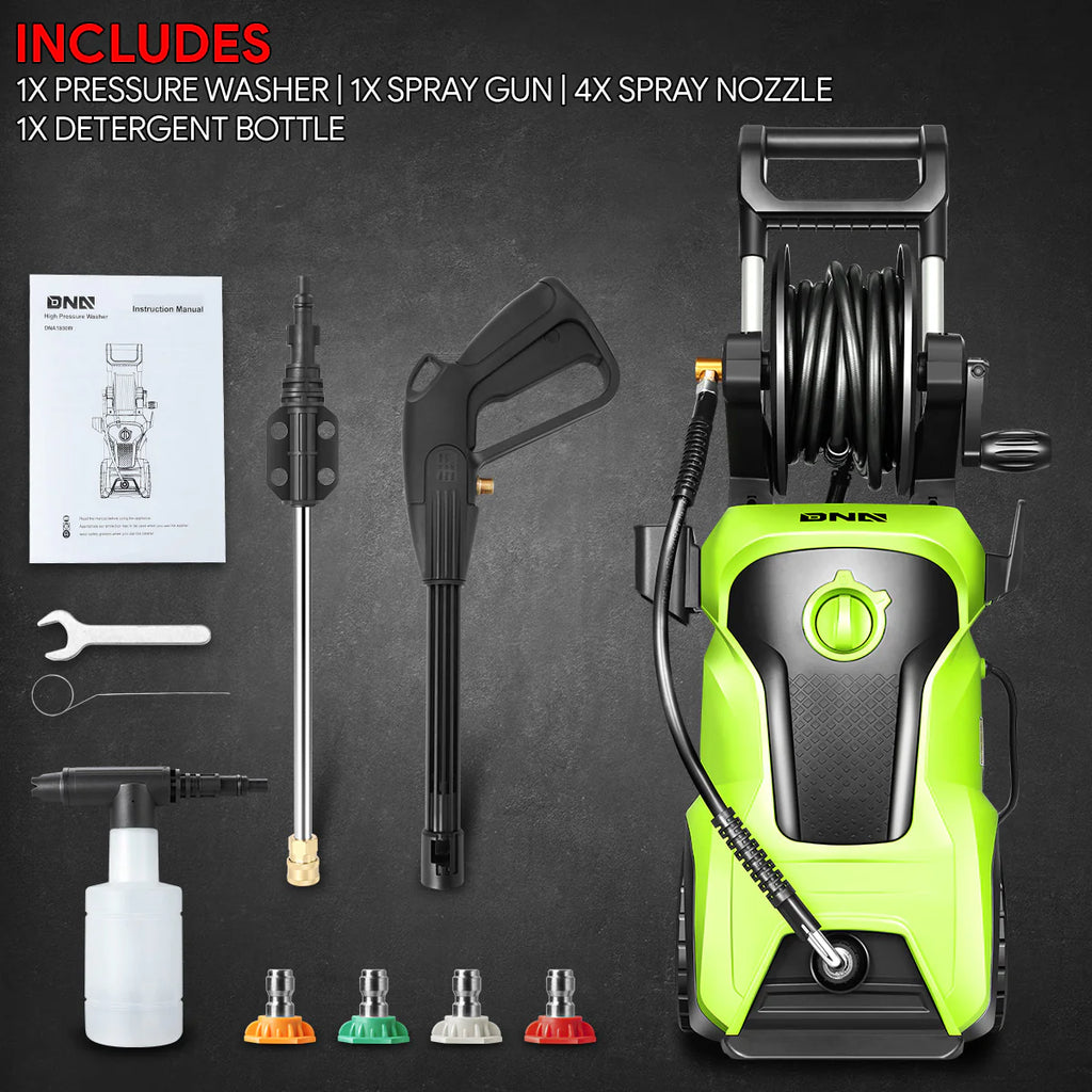 2176 PSI 2.4 GPM Electric Portable High Pressure Power Washer - 1800W (Green)