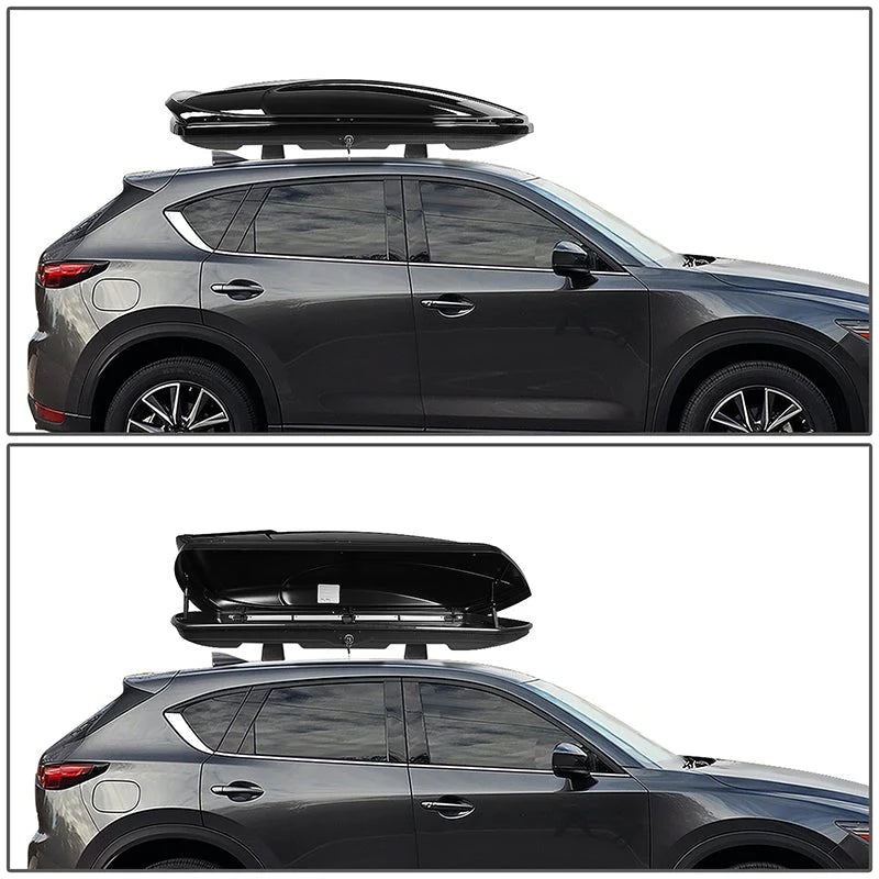 Glossy Roof Lockable Cargo Box w/Key Mounting Brackets Fits model w/ Roof Rails Only