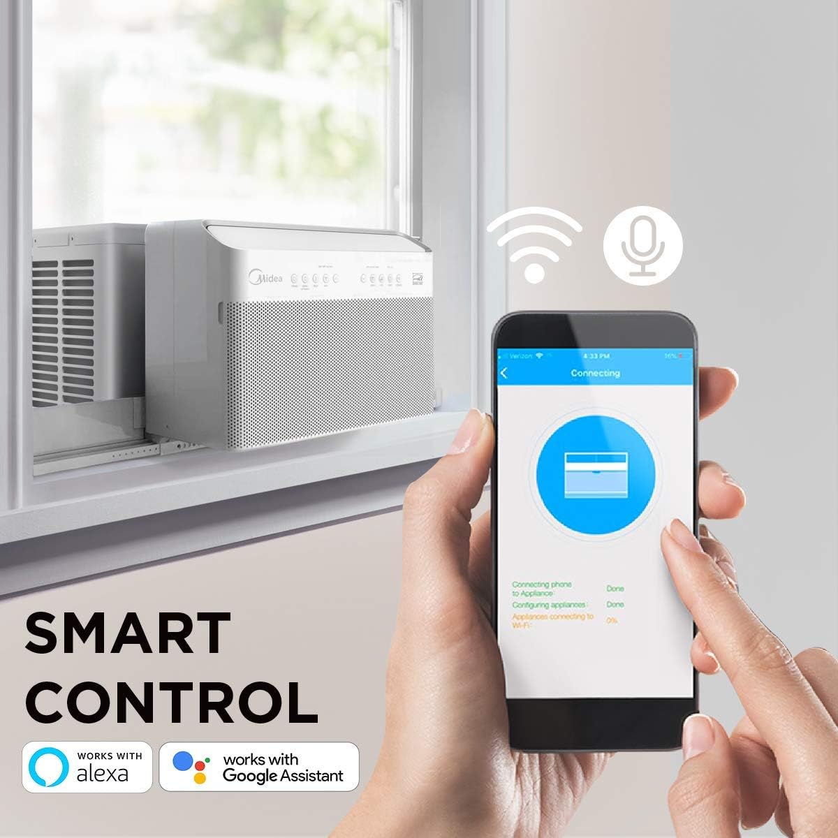 2026 Midea U-Shaped Inverter Window Air Conditioner 12,000BTU with Open Window Flexibility, Robust Installation,Extreme Quiet, 35% Energy Saving, Smart Control, Alexa, Remote, Bracket Included (Renewed)