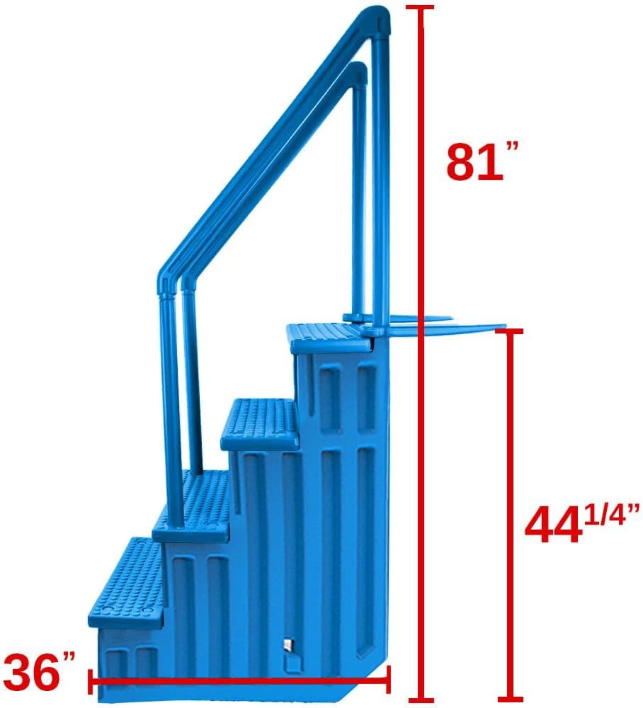 2026 Select Anti-Slip in-Pool Steps | Gray | for Above Ground Swimming Pools | Can Mount to Decks 48′′ to 54′′ H | Safety Stairs Capacity Up to 300 lbs