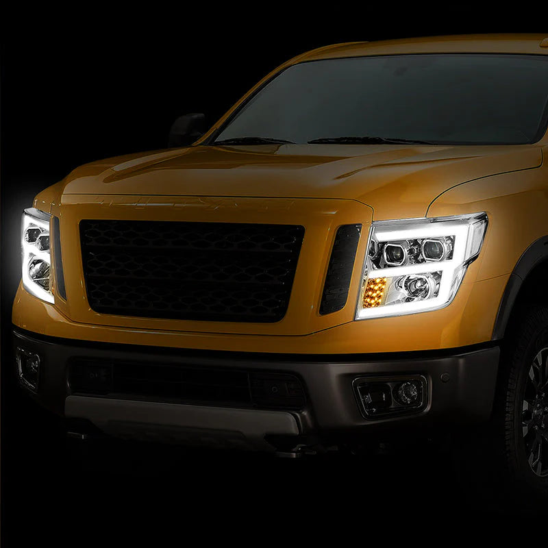 LED DRL Projector Headlights 17-22 Nissan Titan, 16-22 Titan XD