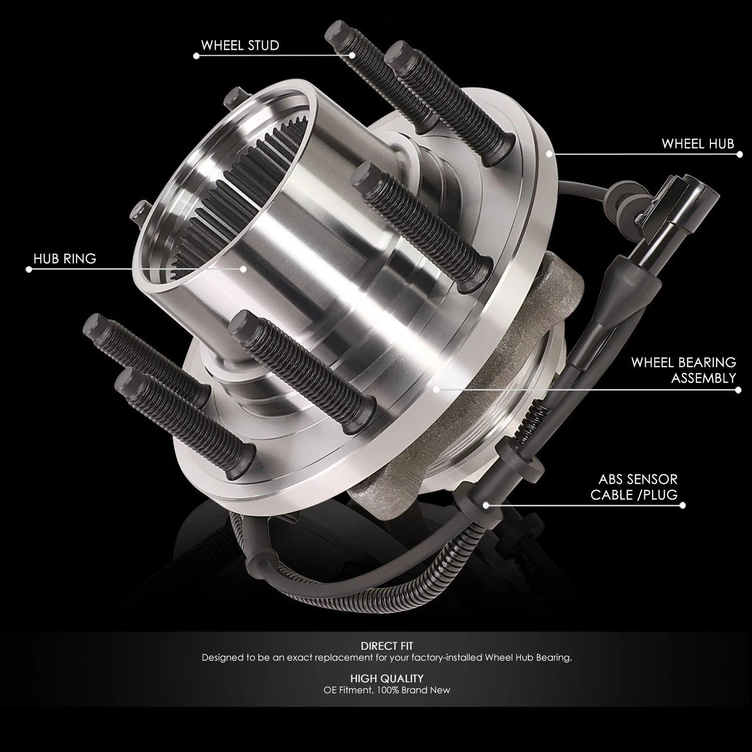 Front Wheel Bearing & Hub Assembly 99-04 Ford F-250 F-350 Super Duty, 00-02 Excusion 4WD