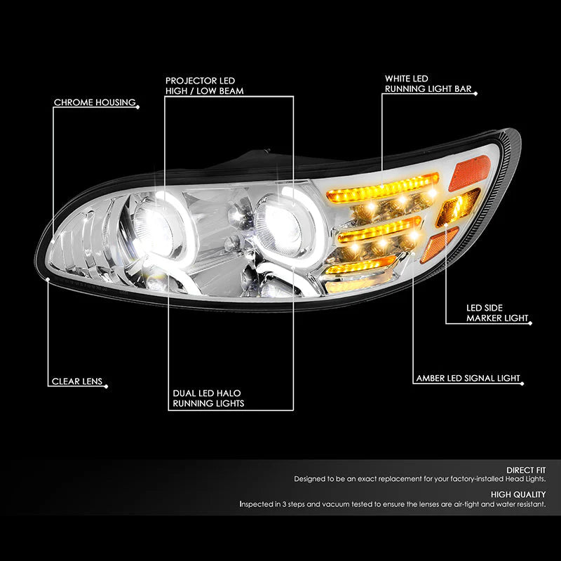 LED DRL Halo Projector Headlights 10-20 Peterbilt 337 348