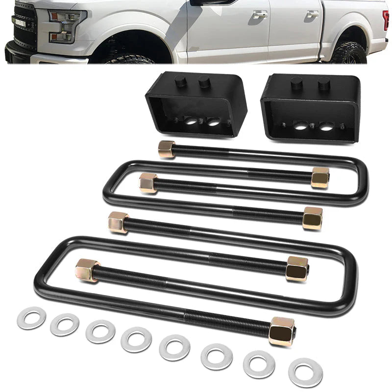 04-22 Ford F150 RWD 3 in. / 4WD 1.5 in. Rear Lift Block Kit U-Bolts