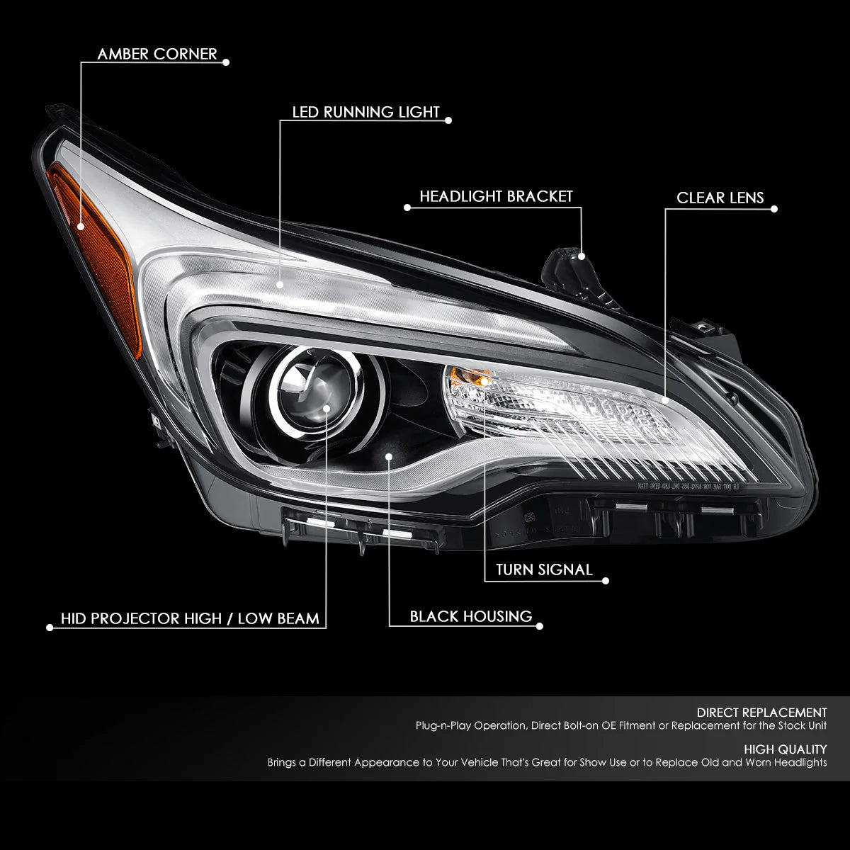 LED DRL ProjectorHeadlight (Right) 16-18 Buick Envision