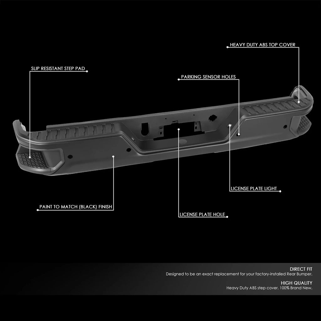 Rear Step Bumper w/License Plate Lights 19-23 Chevy/GMC Silverado Sierra 1500