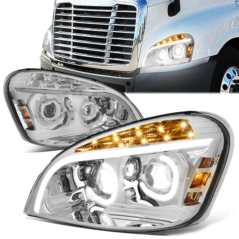 LED DRL Sequential Projector Headlights 08-17 Freightliner Cascadia