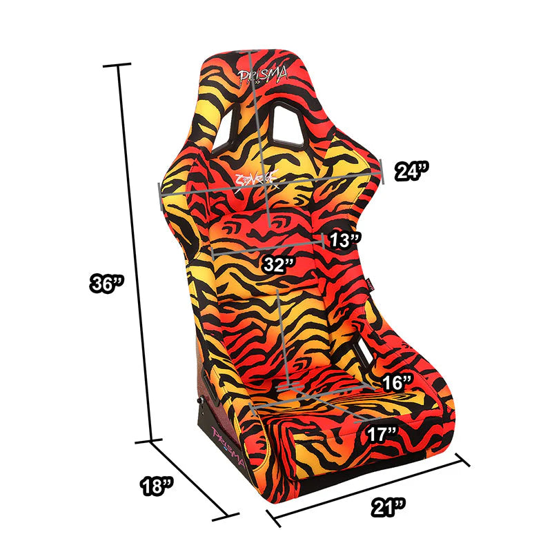 Tiger Orange Vegan Satin Racing Seats w/Mount Bracket Universal