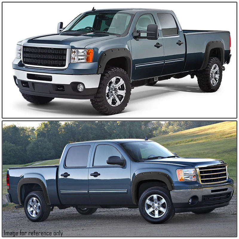 Pocket Style Black Fleetside Fender Flares 07-13 GMC Sierra 1500 2500HD 3500HD