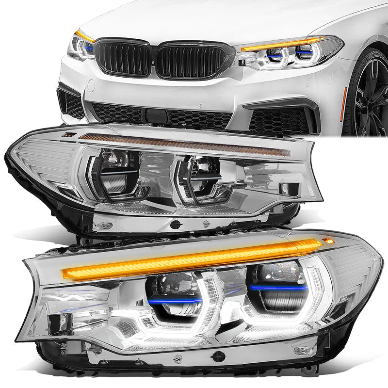 LED DRL Halo Sequential Headlights 17-20 BMW 530i 540i / xDrive