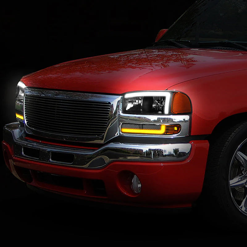 LED DRL Switchback Headlights 99-06 GMC Sierra 1500-3500 Yukon