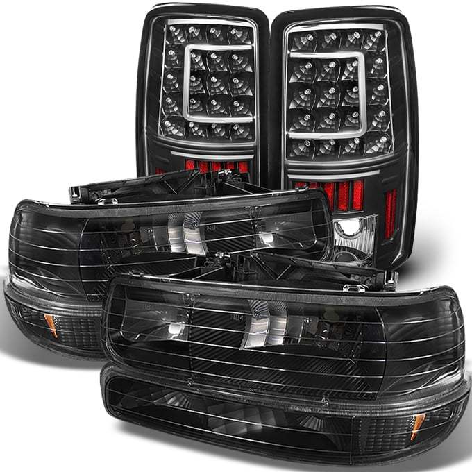 2026 Chevy Suburban/Tahoe 2000-2006 Black Headlights & LED Tail Lights Set, DOT Approved