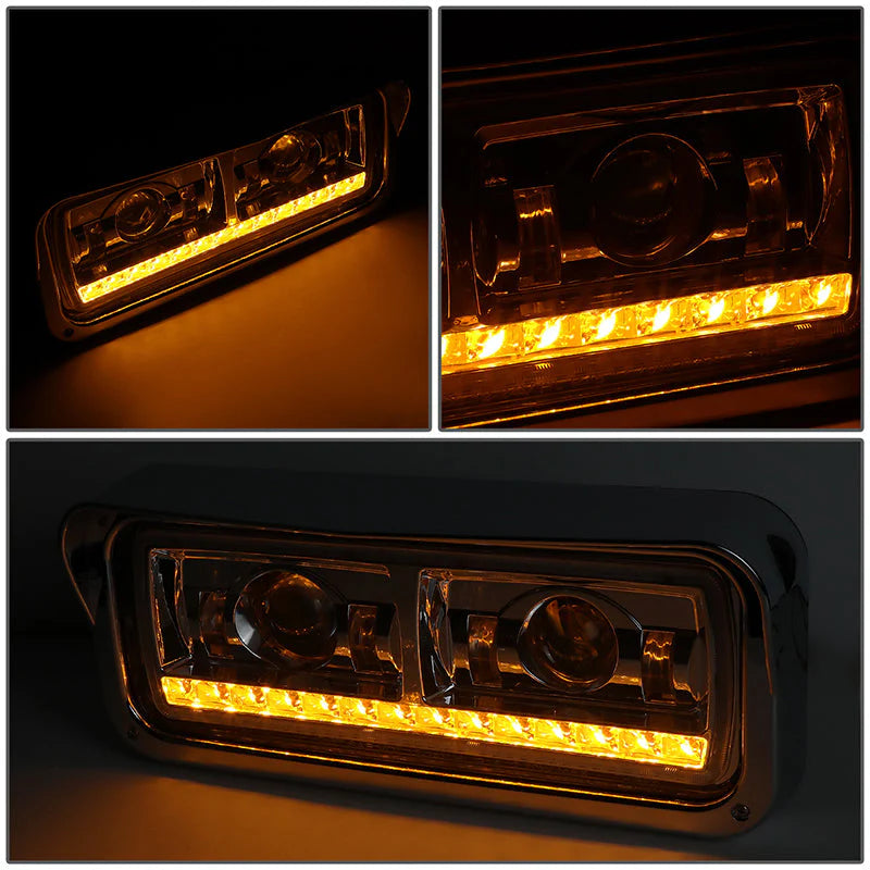 LED DRL Halo Projector Headlights 81-19 Kenworth W900 Western Star 4800