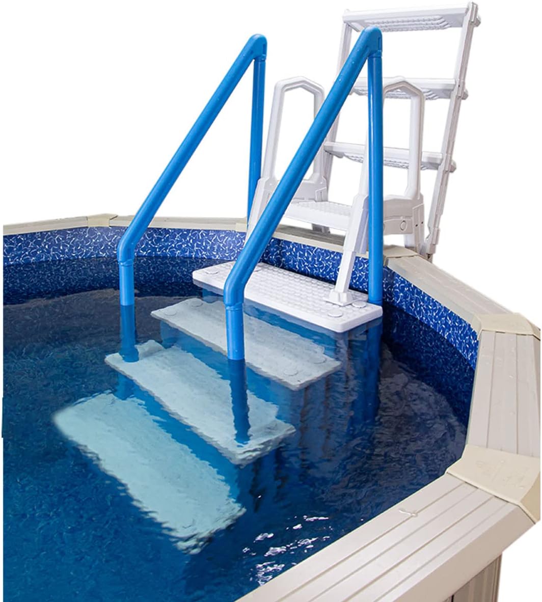 2026 Select Anti-Slip in-Pool Steps | Gray | for Above Ground Swimming Pools | Can Mount to Decks 48′′ to 54′′ H | Safety Stairs Capacity Up to 300 lbs