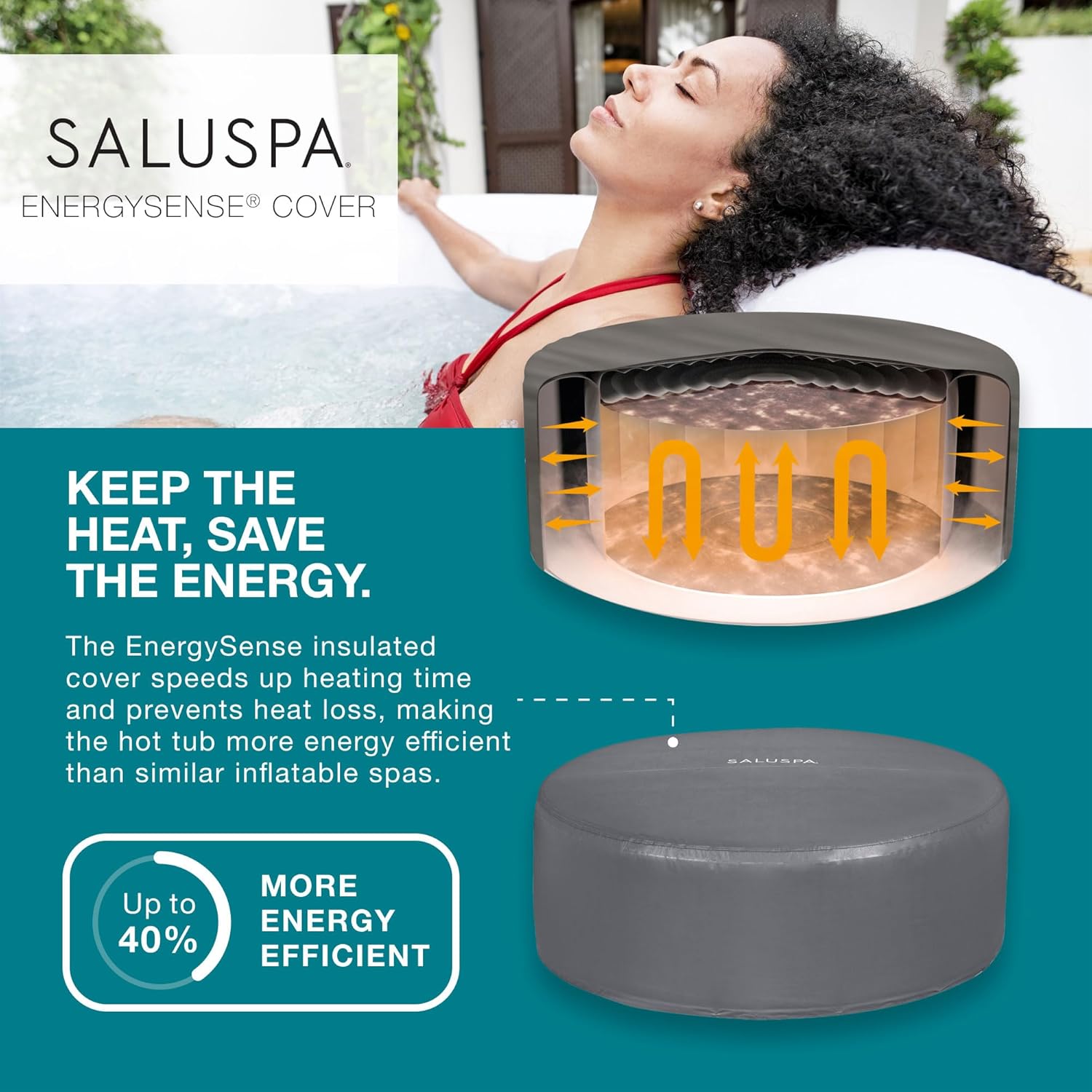 2026 Bestway SaluSpa Fiji AirJet Large Round 2 to 4 Person Inflatable Hot Tub Portable Outdoor Spa with 120 AirJets and EnergySense Cover, Grey