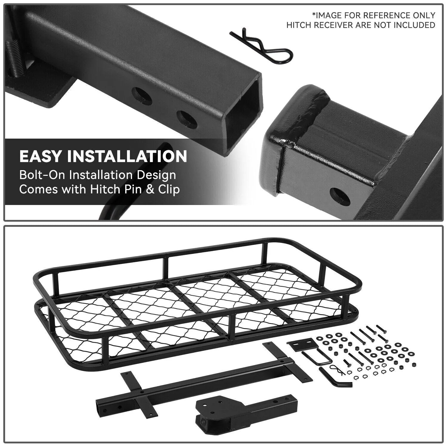2 in. Tow Receiver Hitch Cargo Carrier Basket w/ Pin & Clip Fits Vehicles with 2 in. Tow Receive