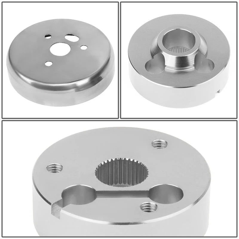 65-69 Ford Mustang 67-74 Bronco Aluminum Steering Wheel Hub Adapter - Silver