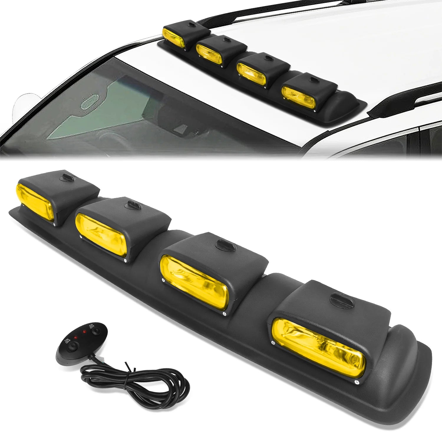 Amber Lens Roof Mounted Fog Light w/ Switch 38 in. X 9 in. X 4 in.