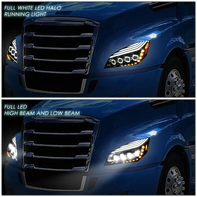 LED DRL Halo Sequential Projector Headlights 18-21 Freightliner Cascadia