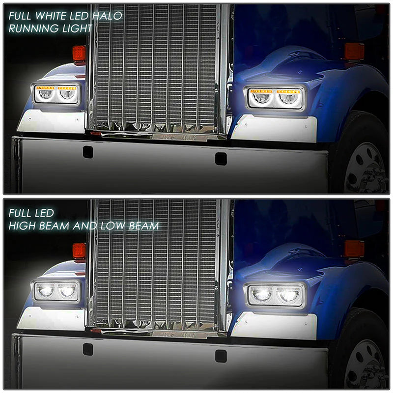 LED DRL Halo Headlights 86-07 Kenworth T600A Peterbilt 357 379