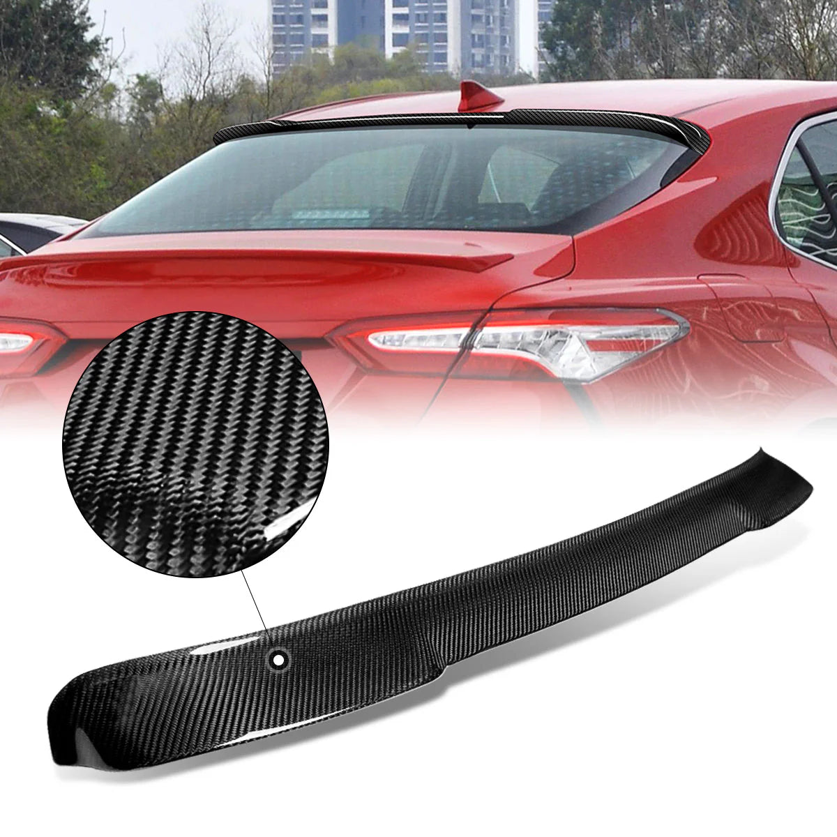 18-22 Toyota Camry V-Style Rear Window Roof Spoiler - Carbon Fiber
