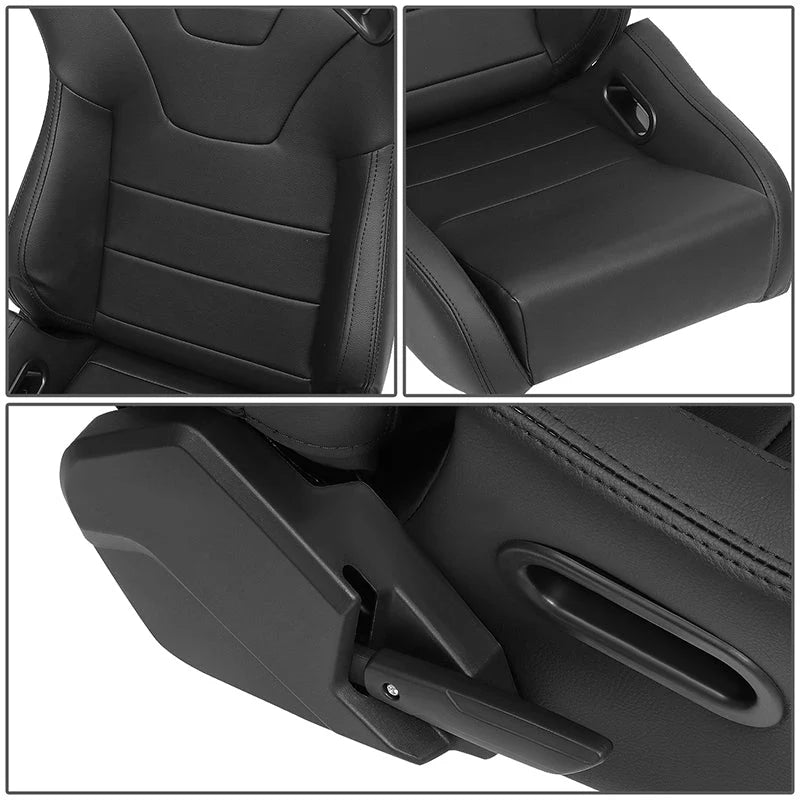 Pair Bucket Style Full Reclinable Racing Seats Universal