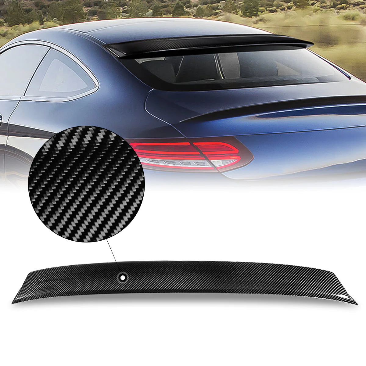 17-21 Mercedes-Benz C63 AMG C300 C200 Coupe Rear Window Windshield Roof Spoiler - Carbon Fiber