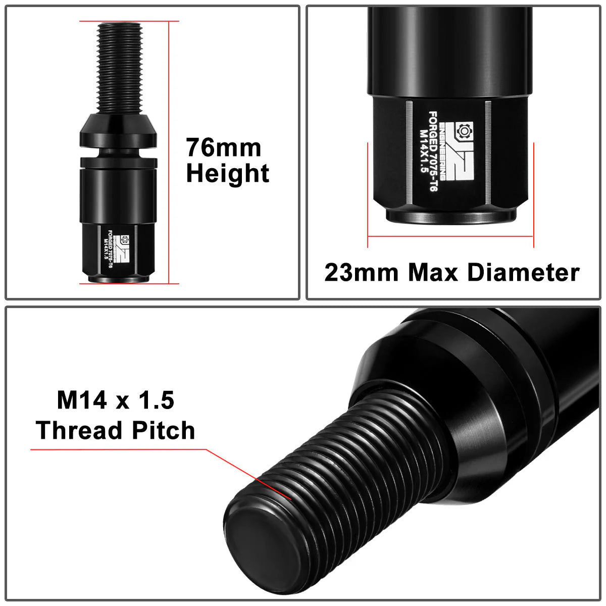 20 Pcs Aluminum M14x1.5 Thread Pitch Lug Nuts W/ 4 or 5 Lug M14x1.5 Thread