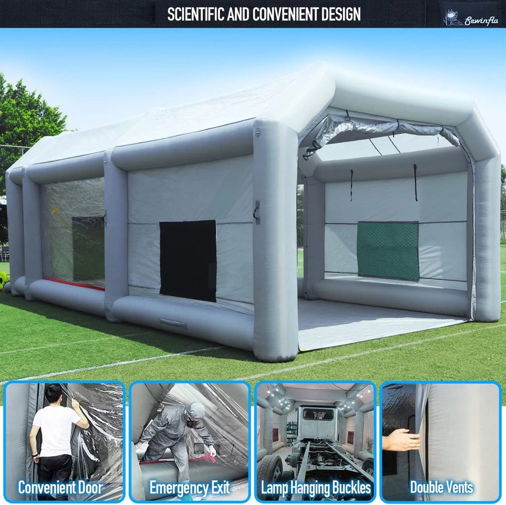2026 30x20x13Ft Inflatable Paint Booth with Blowers & Air Filter System – Professional Spray Tent