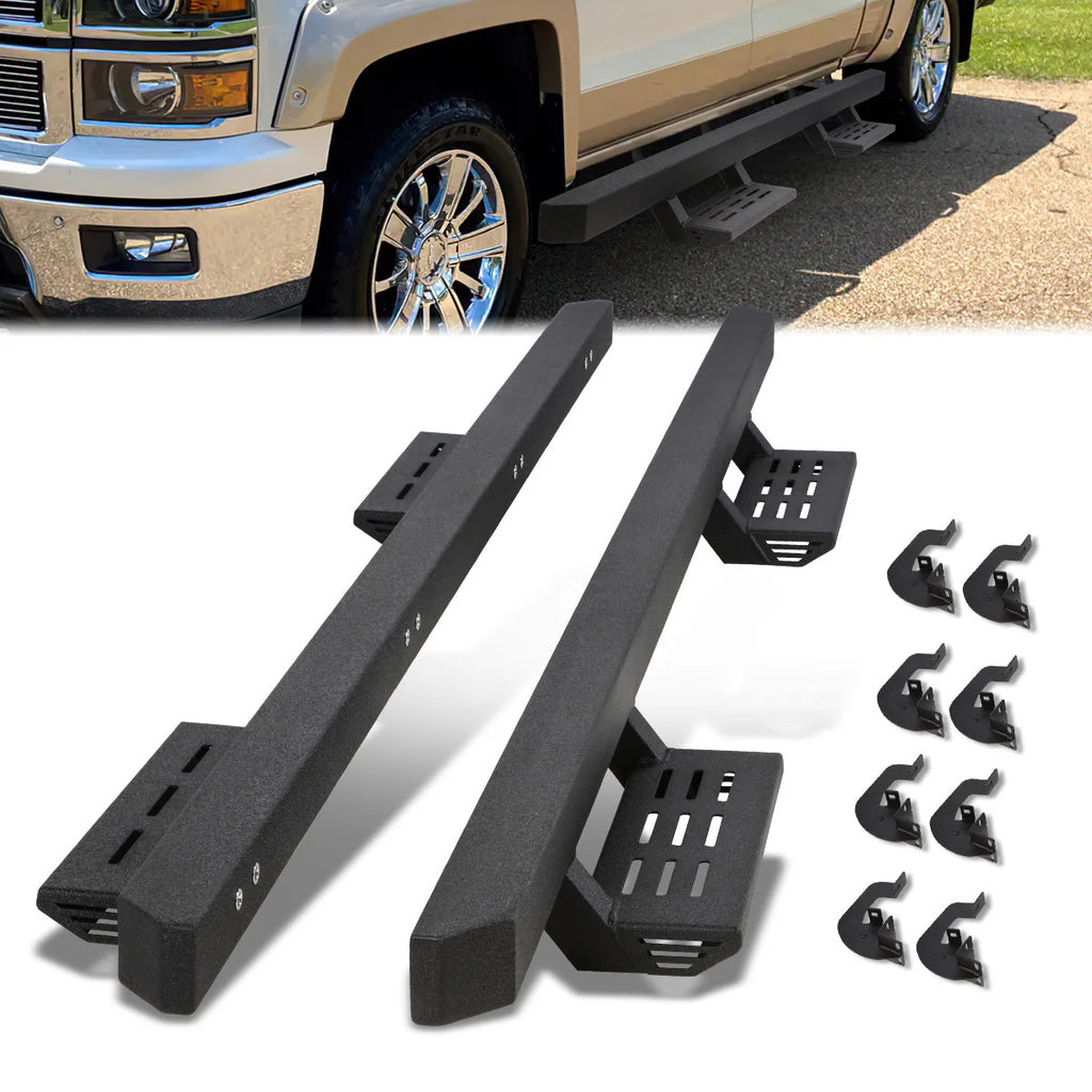 4.75 in. Wide Drop Foot Step Running Boards 07-19 Chevy Silverado GMC Sierra Crew Cab