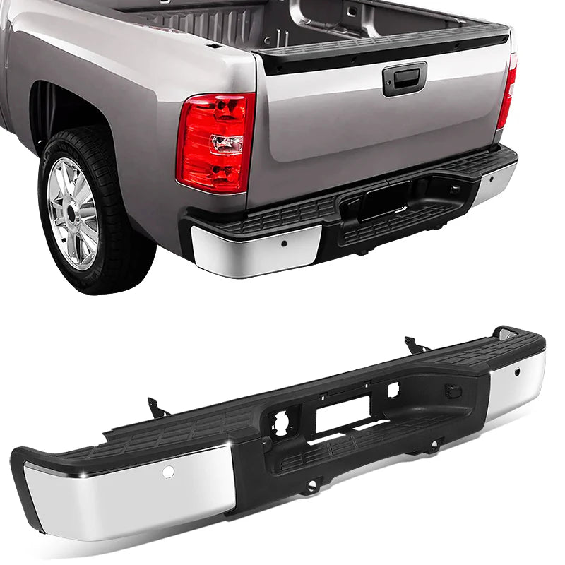 Rear Step Bumper w/Sensor Holes & Plate Lights 07-13 Chevy/GMC Silverado Sierra 1500