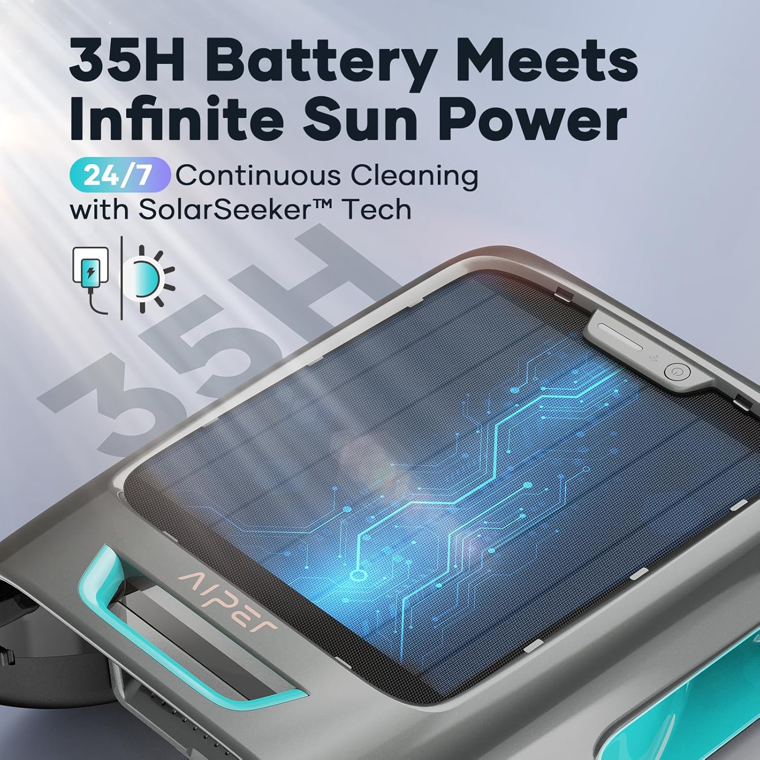 2026 AIPER Surfer S2 Solar Pool Skimmer with APP Support, 24/7 Cleaning, Dual Charging Modes, Smart Obstacle Avoidance, Ideal for All Swimming Pool Types