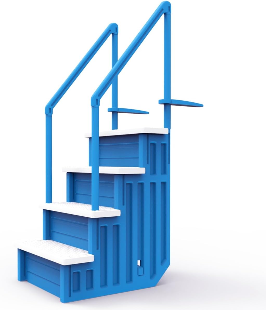 2026 Select Anti-Slip in-Pool Steps | Gray | for Above Ground Swimming Pools | Can Mount to Decks 48′′ to 54′′ H | Safety Stairs Capacity Up to 300 lbs